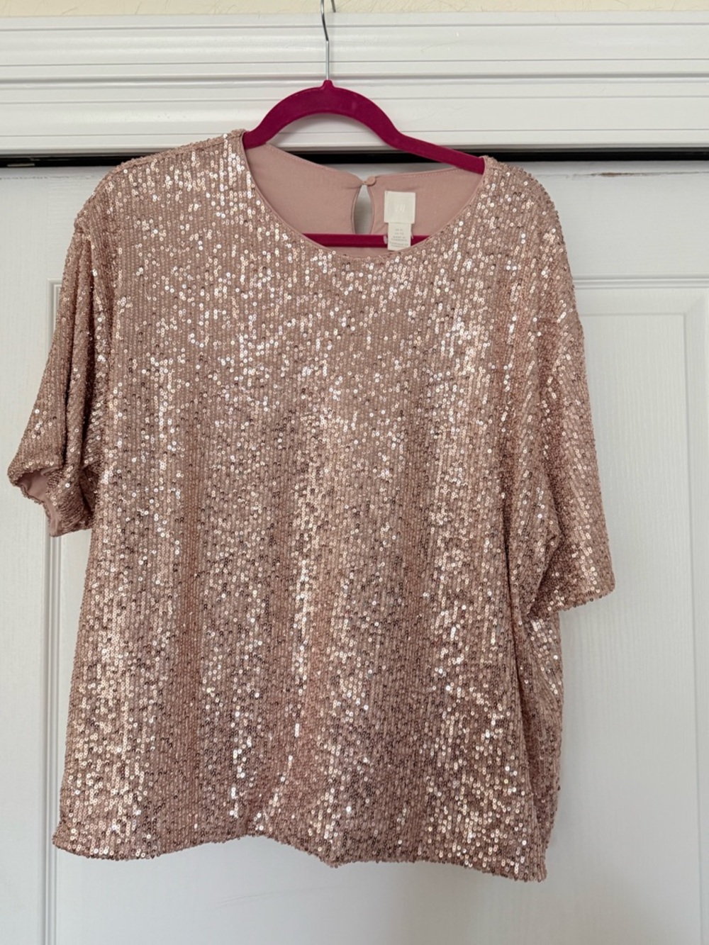 H&M Rose Gold Sequin Short Sleeve Top